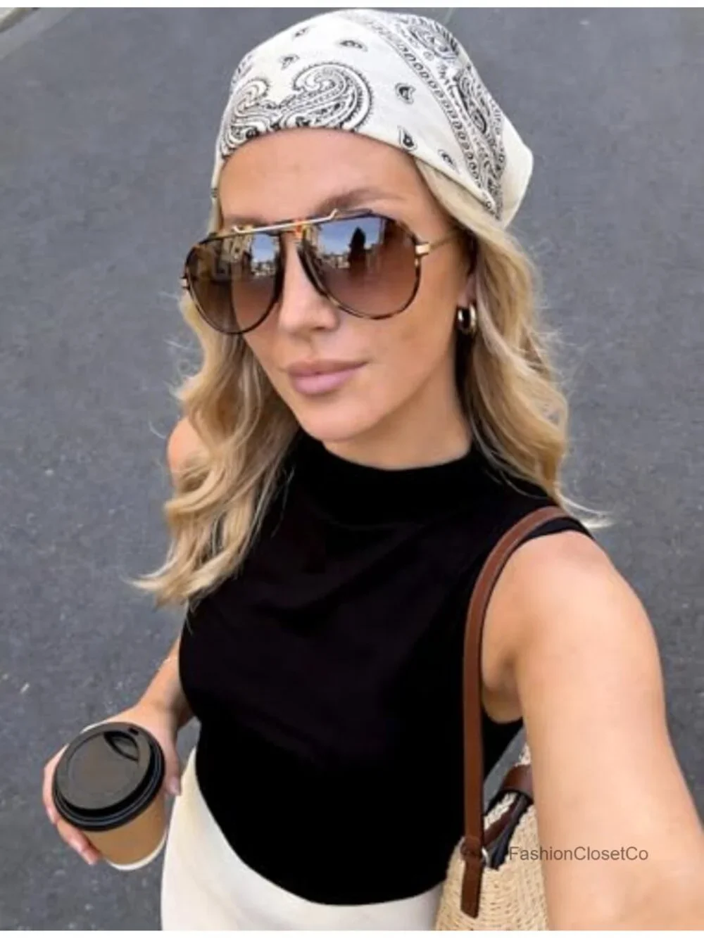 Oversized Retro Aviator Sunglasses Unisex 70s Trendy Gold Metal Frame UV